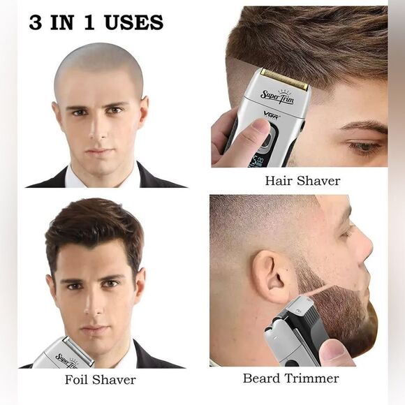 Men's Professional Rechargeable Electric Shaver Trimmer Razor Hair Beard Shaving - Picture 7 of 8